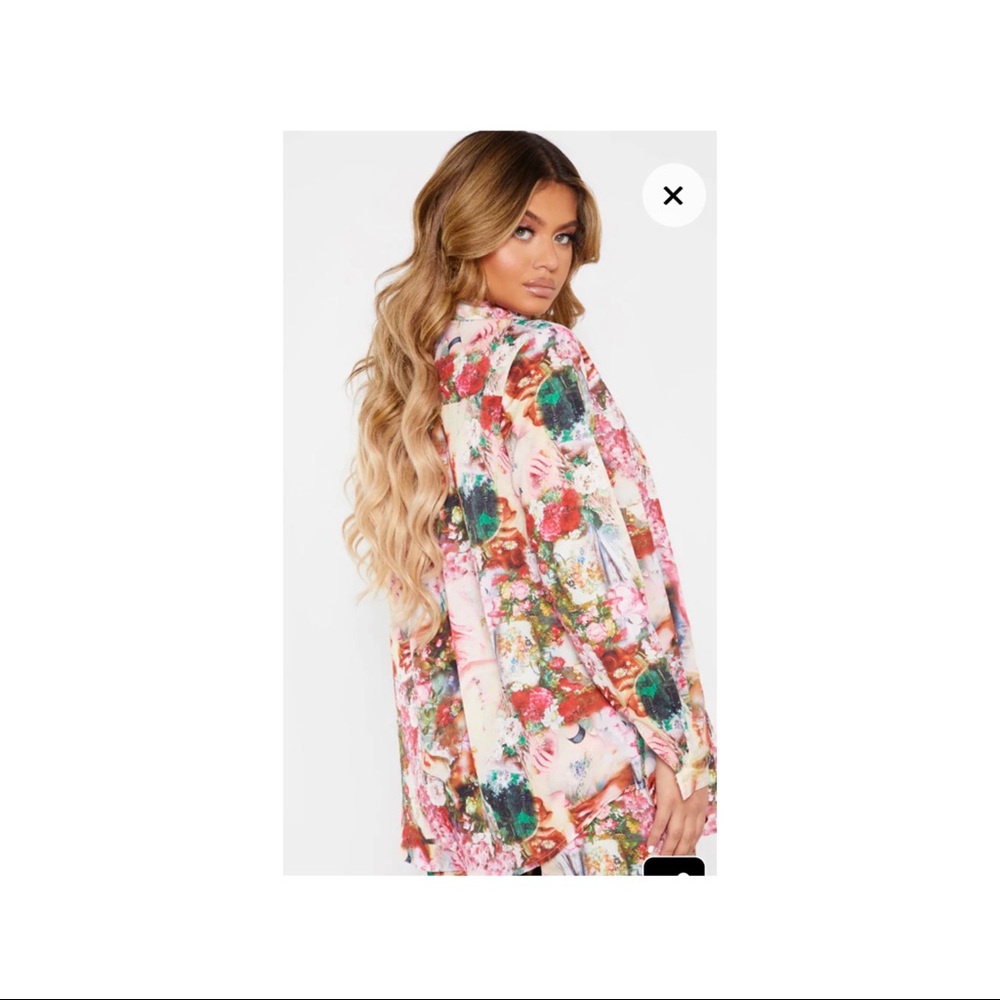 Prettylittlething Renaissance print top - Picture 2 of 3